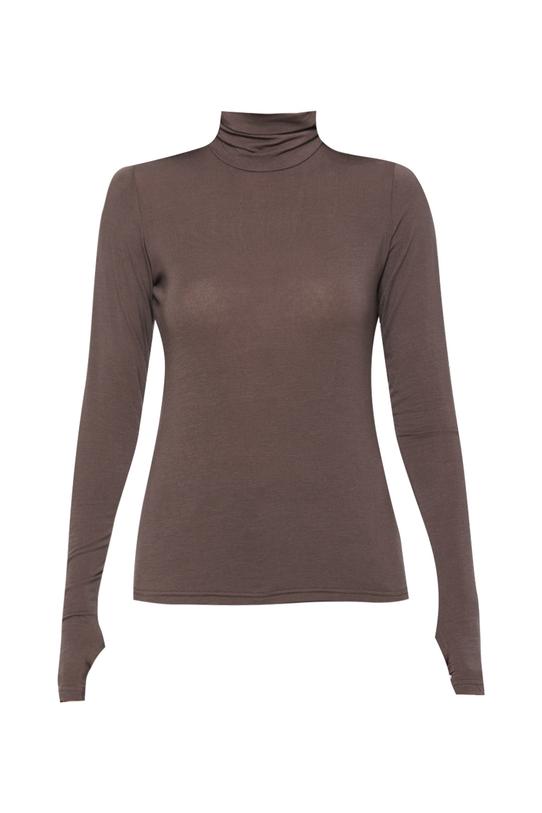 Brązowy lekki golf z domieszką wełny - 1