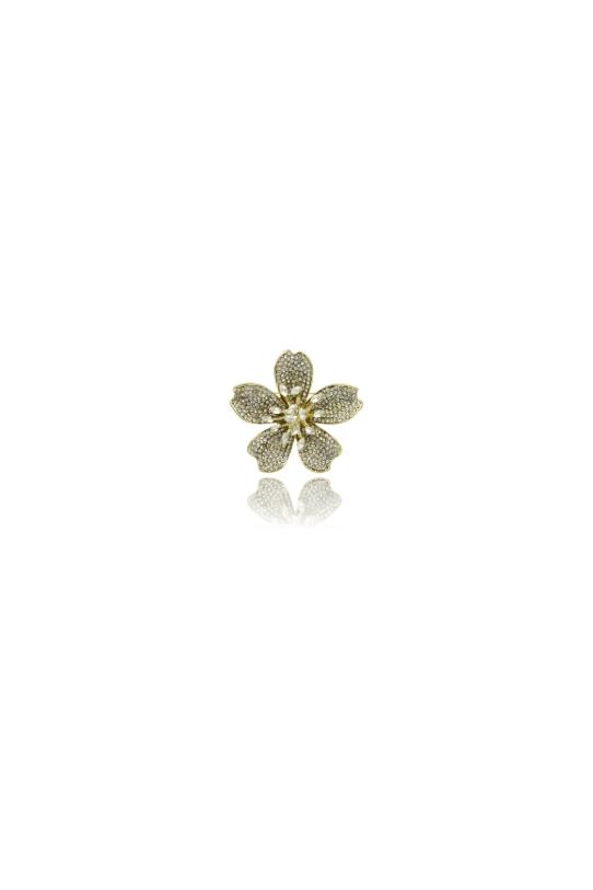 common:product-alt-prefix A gold flower brooch entirely set with cubic zirconia