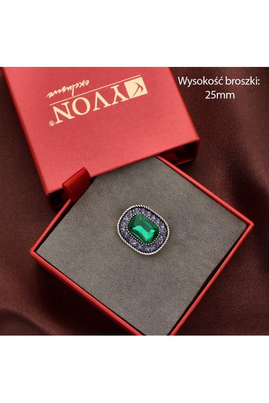 Stylowa broszka z efektowym zielonym kamieniem - 1