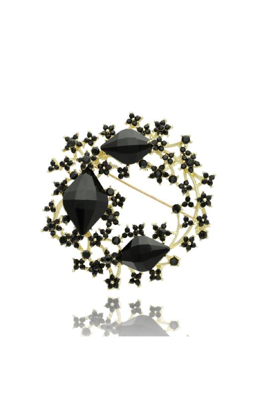 Wizualizacja Czarna dekoracyjna broszka z dużymi kamieniami