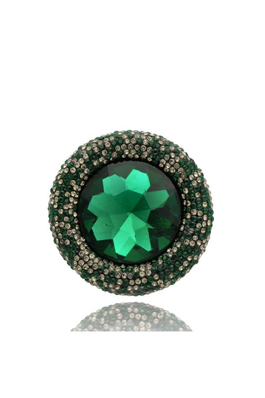 Wizualizacja Elegancka zielona broszka ze szkła fasetowanego
