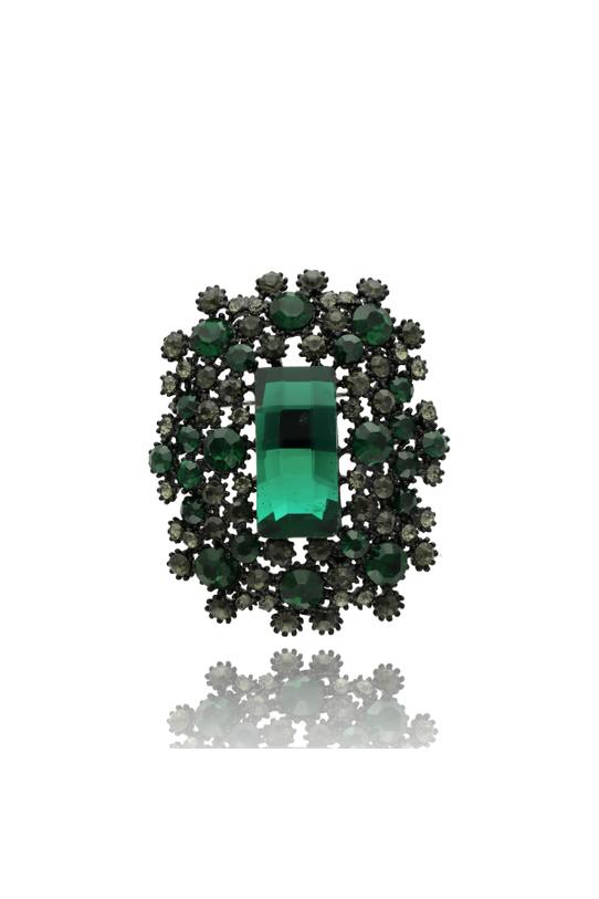 Wizualizacja Ciemnozielona broszka z błyszczącymi cyrkoniami