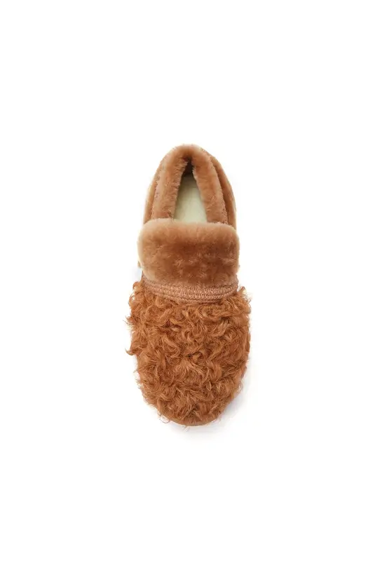Futerkowe mokasyny ze skóry owczej w kolorze karmelowym - 4