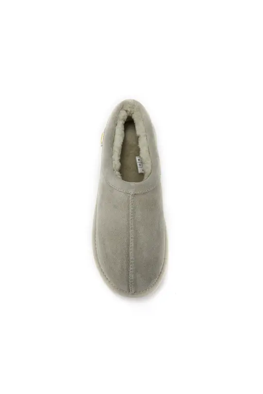 Wsuwane ocieplane półbuty z popielatej skóry zamszowej - 4