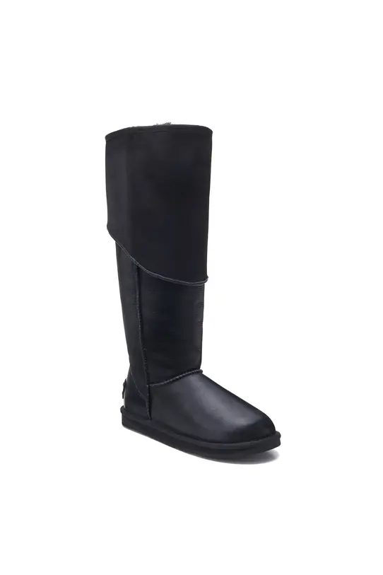 Luksusowe wysokie buty z naturalnej czarnej skóry - 1