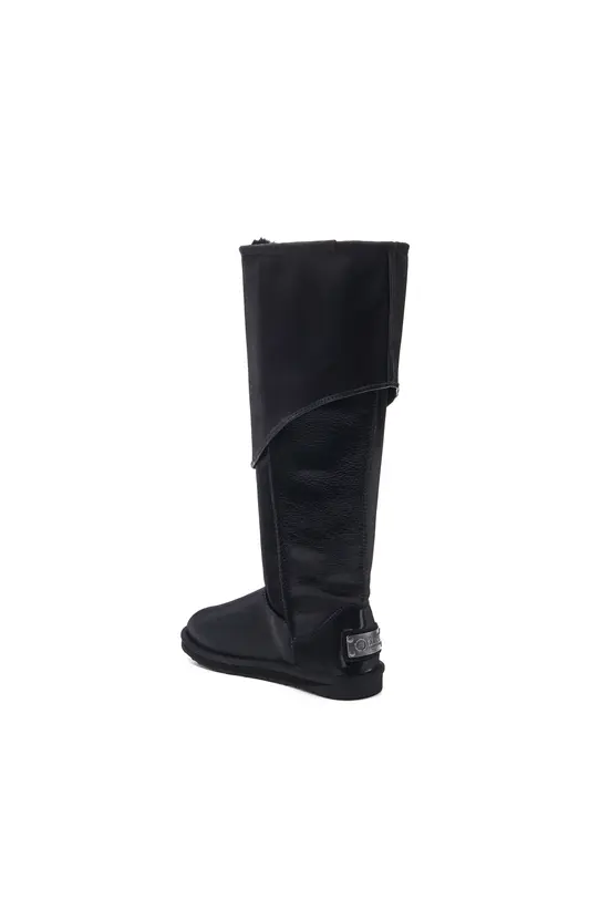 Luksusowe wysokie buty z naturalnej czarnej skóry - 2