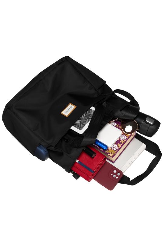 Casualowa pojemna torba z czarnej wysokogatunkowej tkaniny - 3