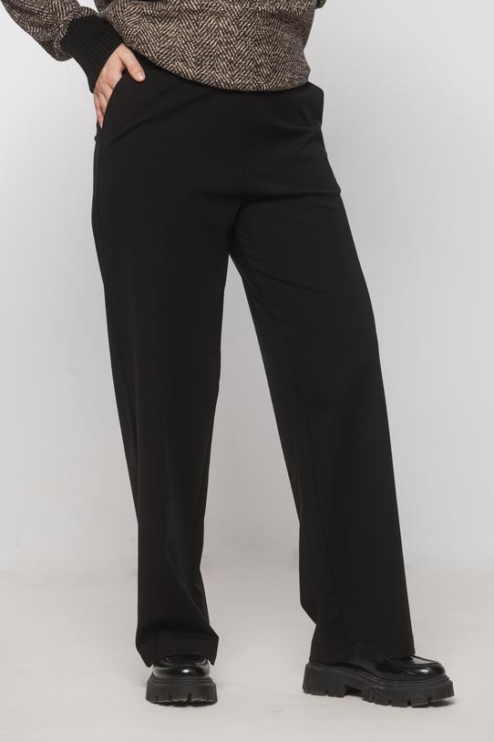Casualowe czarne spodnie z dzianiny o prostej nogawce - 2