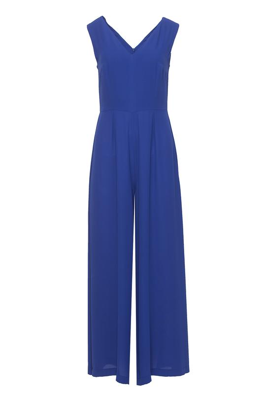 Chabrowy zwiewny kombinezon z szerokimi nogawkami - 1