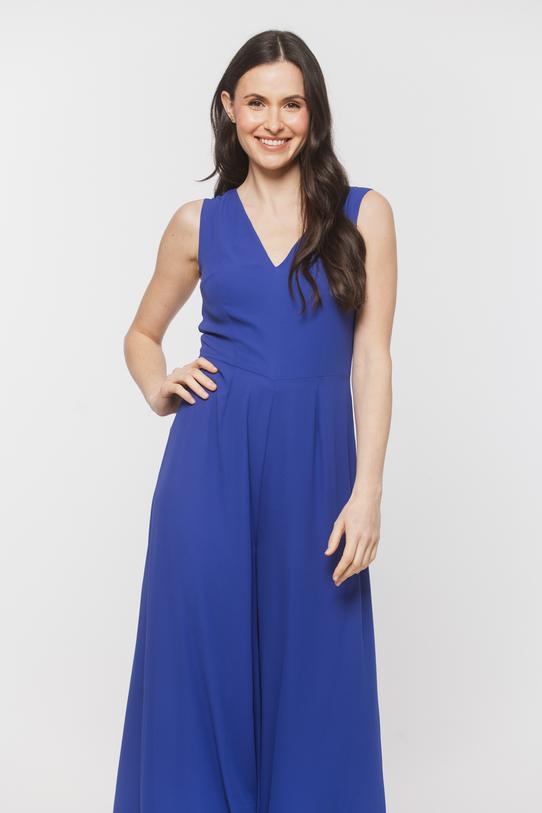 Chabrowy zwiewny kombinezon z szerokimi nogawkami - 2