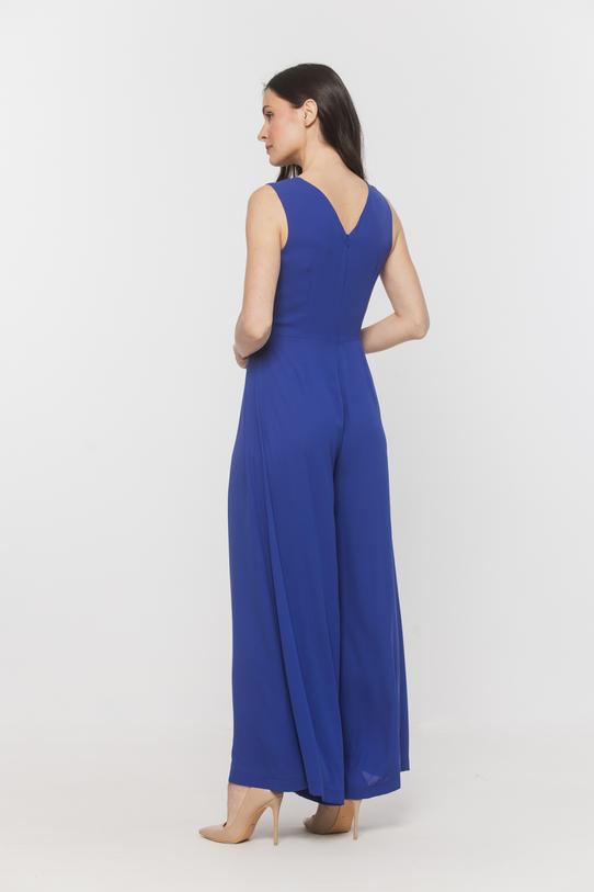 Chabrowy zwiewny kombinezon z szerokimi nogawkami - 3