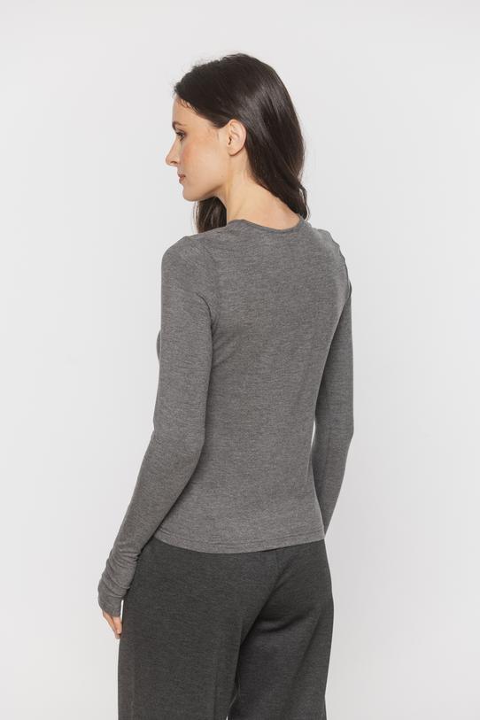 Ciemnoszara melanżowa bluzka z włókna bambusowego - 4