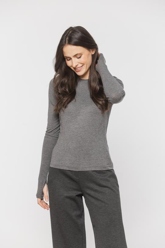 Ciemnoszara melanżowa bluzka z włókna bambusowego - 2