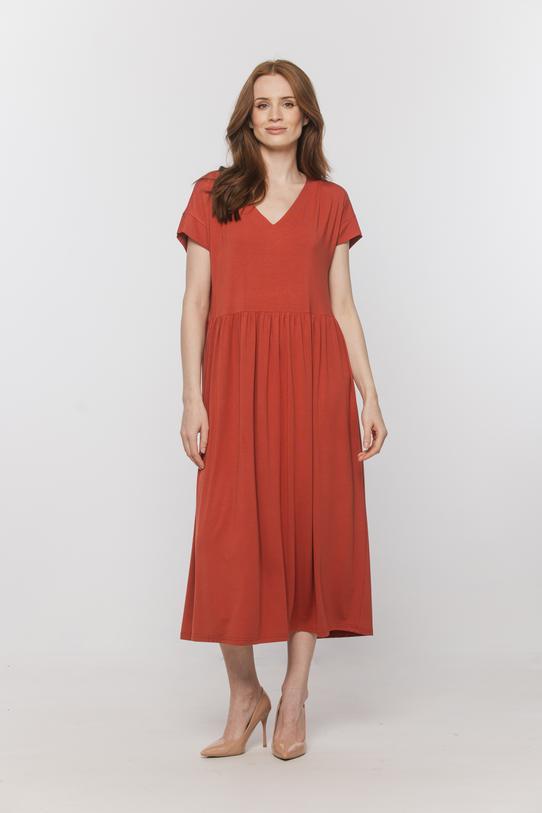 Wizualizacja Codzienna dzianinowa sukienka z dekoltem w serek