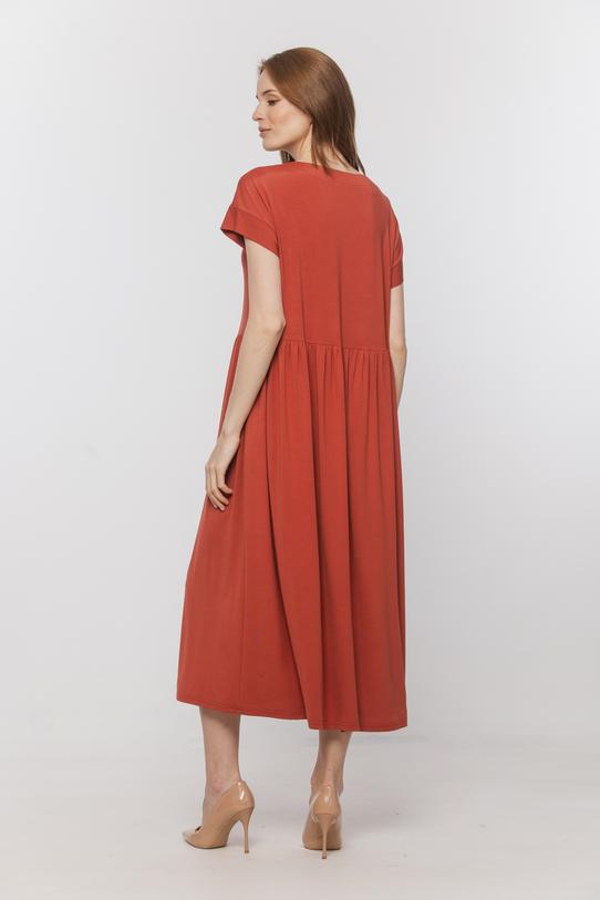 Codzienna dzianinowa sukienka z dekoltem w serek - 3