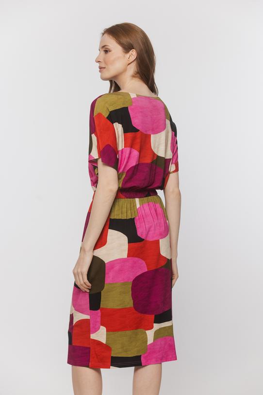 Codzienna kolorowa sukienka z elastyczną talią - 3
