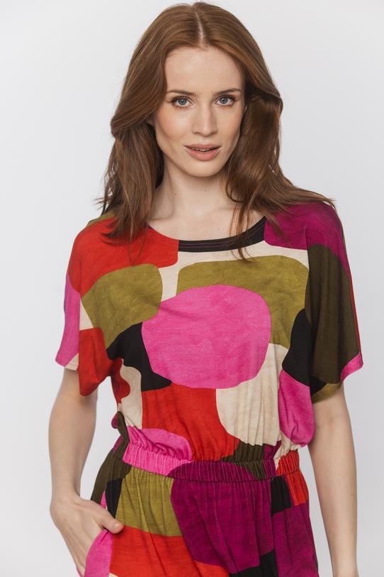 Codzienna kolorowa sukienka z elastyczną talią - 4