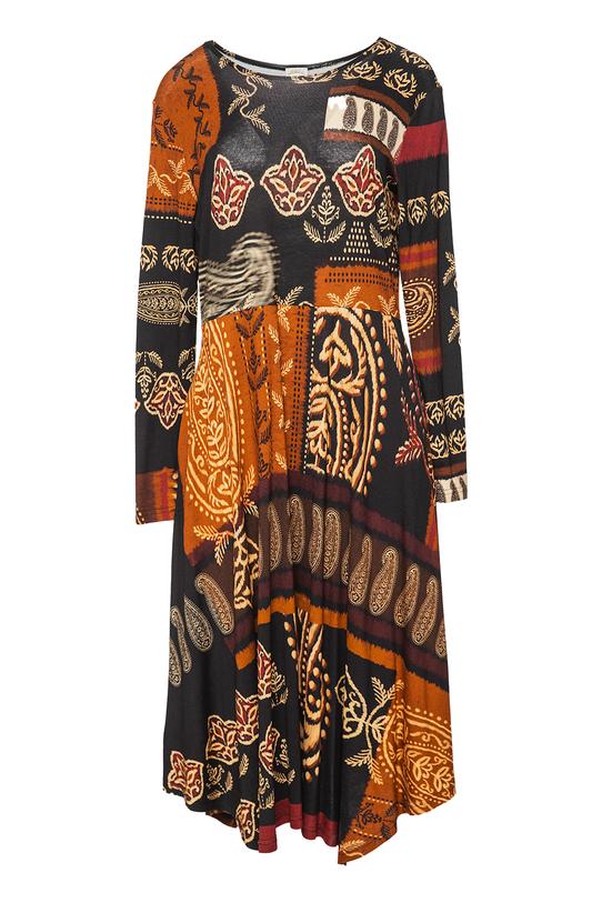 Codzienna sukienka z dzianiny w brązowej tonacji - 1