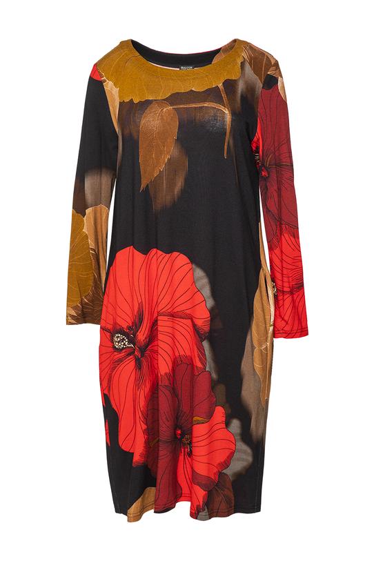 Codzienna trapezowa sukienka z dzianiny przed kolano - 1