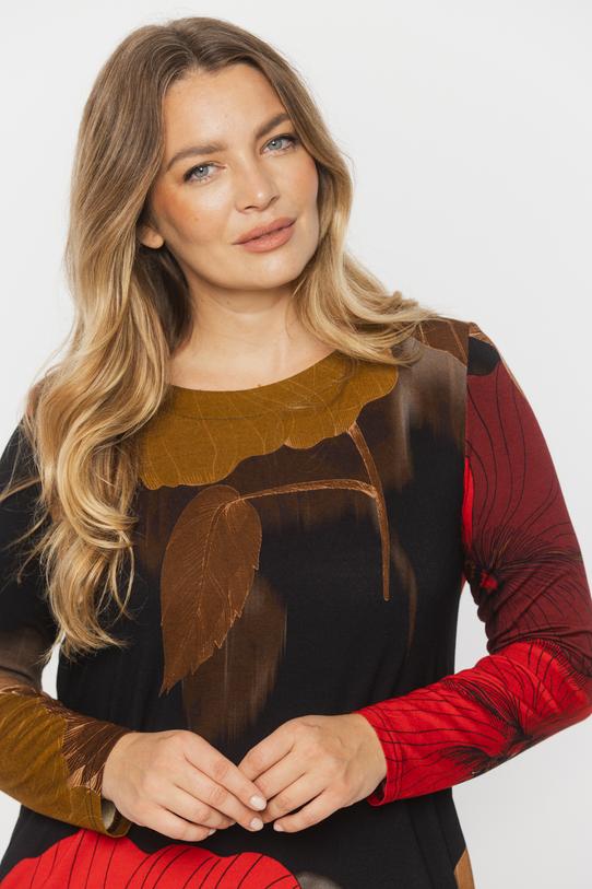 Codzienna trapezowa sukienka z dzianiny przed kolano - 4