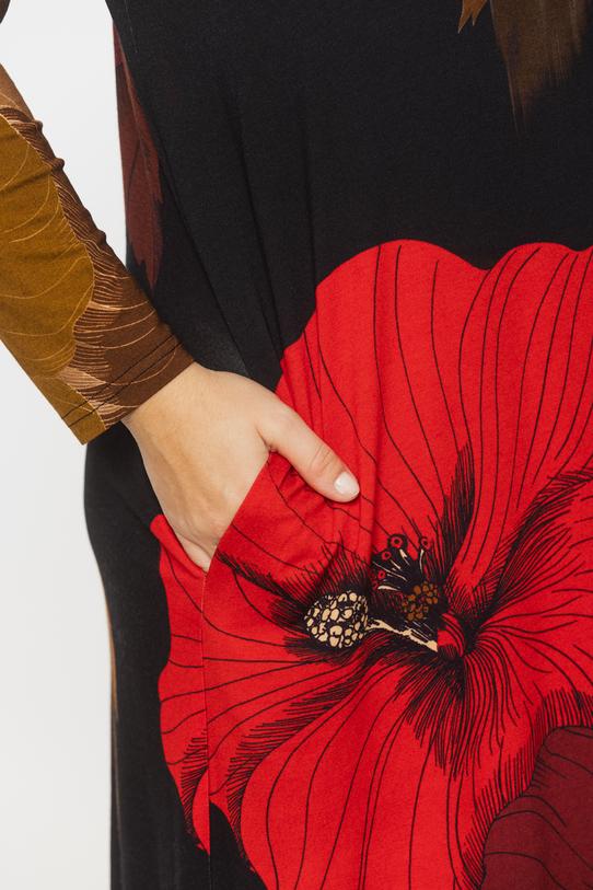 Codzienna trapezowa sukienka z dzianiny przed kolano - 5