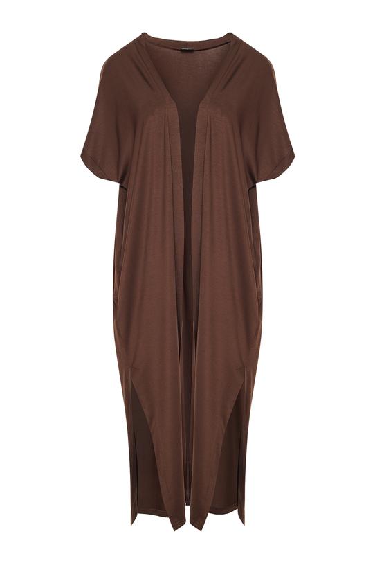 Codzienna wygodna narzutka z brązowej dzianiny - 1