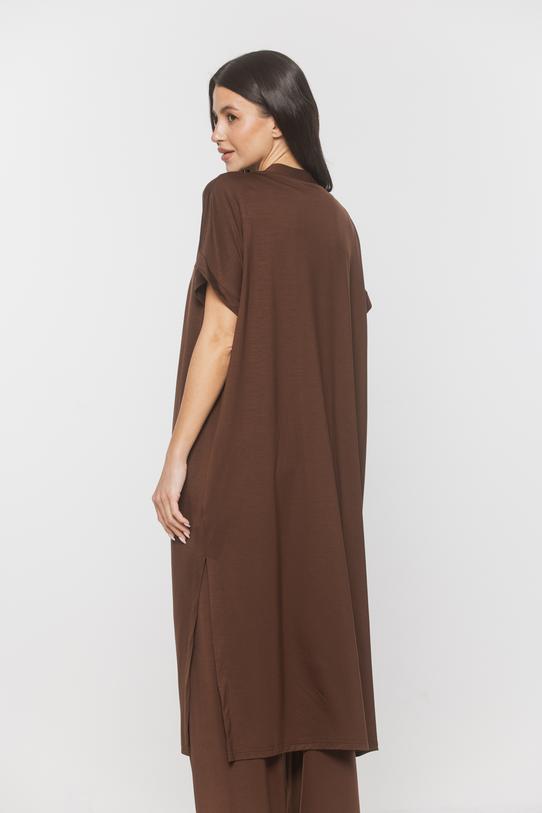 Codzienna wygodna narzutka z brązowej dzianiny - 3