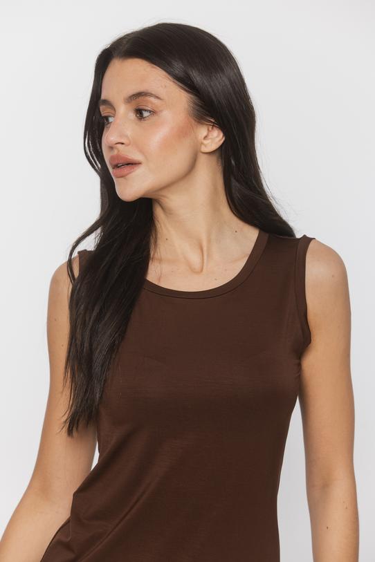 Codzienny wygodny top z brązowej dzianiny - 4