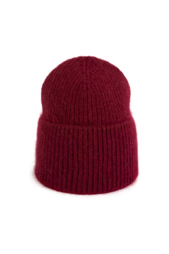 Wizualizacja Bordowa miękka czapka z angory