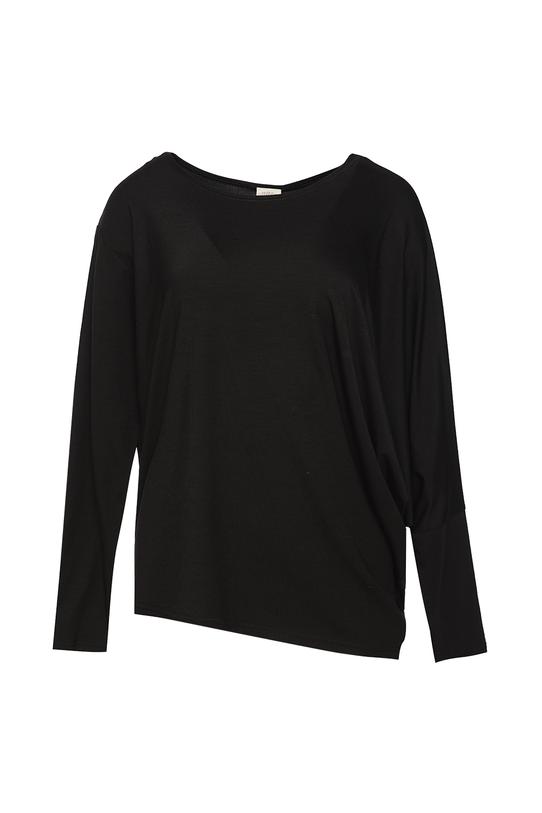 Czarna asymetryczna bluzka z miękkiej dzianiny - 1