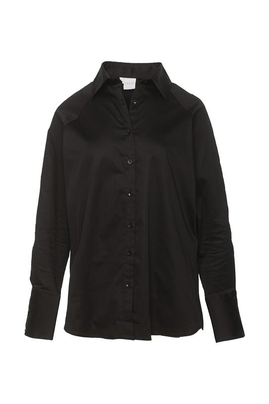 Czarna bawełniana koszula z reglanowym rękawem - 1