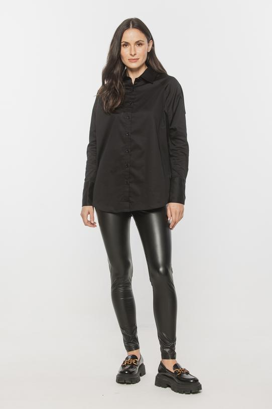 Wizualizacja Czarna bawełniana koszula z reglanowym rękawem