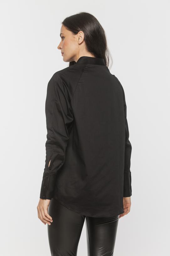 Czarna bawełniana koszula z reglanowym rękawem - 3