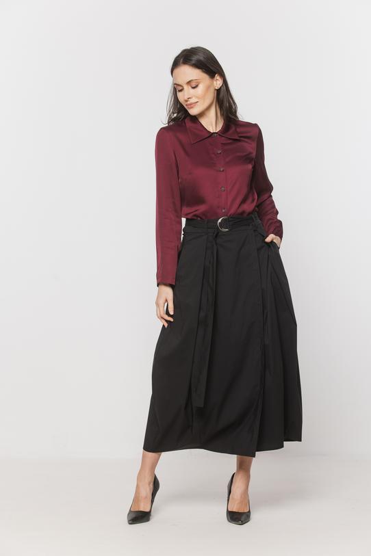Wizualizacja Czarna bawełniana spódnica midi zapinana kopertowo