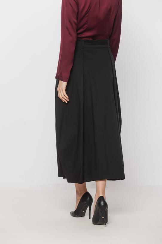 Czarna bawełniana spódnica midi zapinana kopertowo - 3