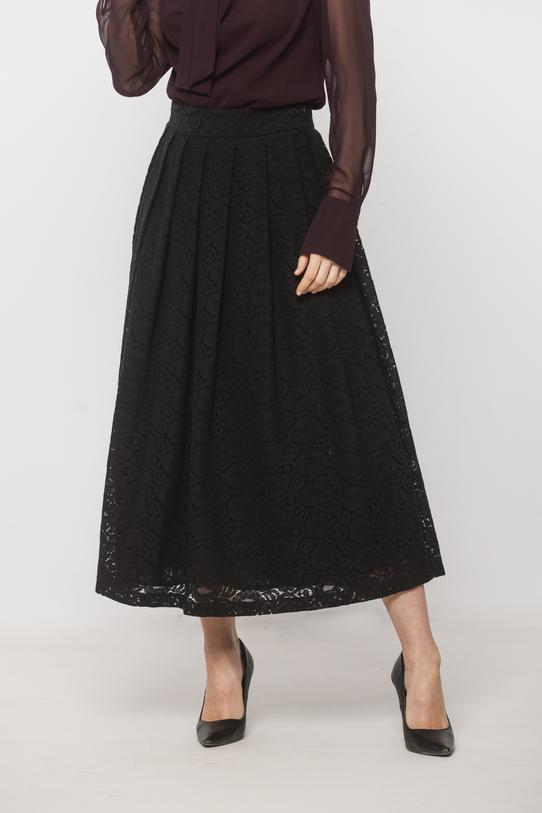 Czarna bawełniana spódnica z koronki - 2