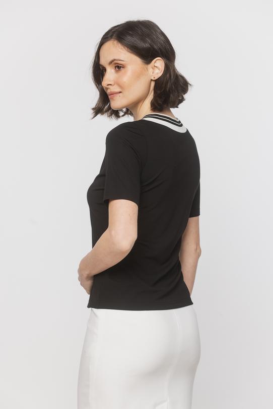 Czarna bluzka z ozdobnym dekoltem - 6