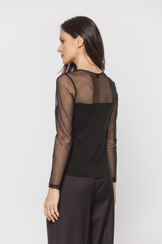 Czarna bluzka z transparentnej siateczki i dzianiny - 3