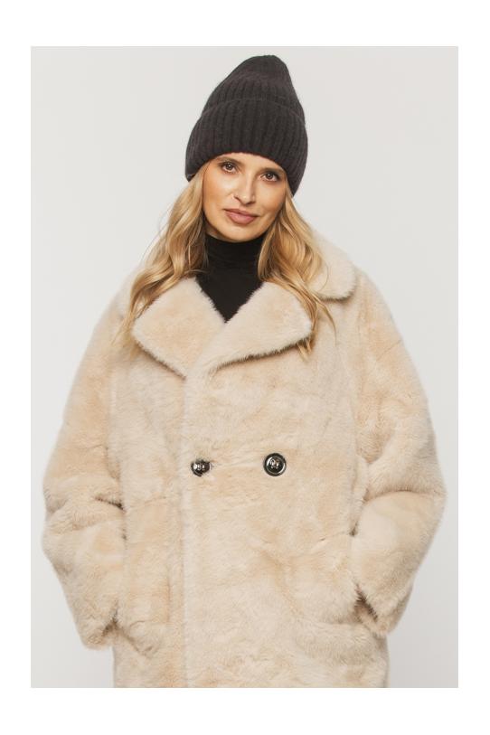 Czarna czapka z mieszanki angory i kaszmiru - 1