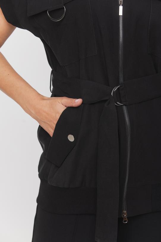 Czarna designerska bluzka z kieszeniami o kroju kamizelki - 6