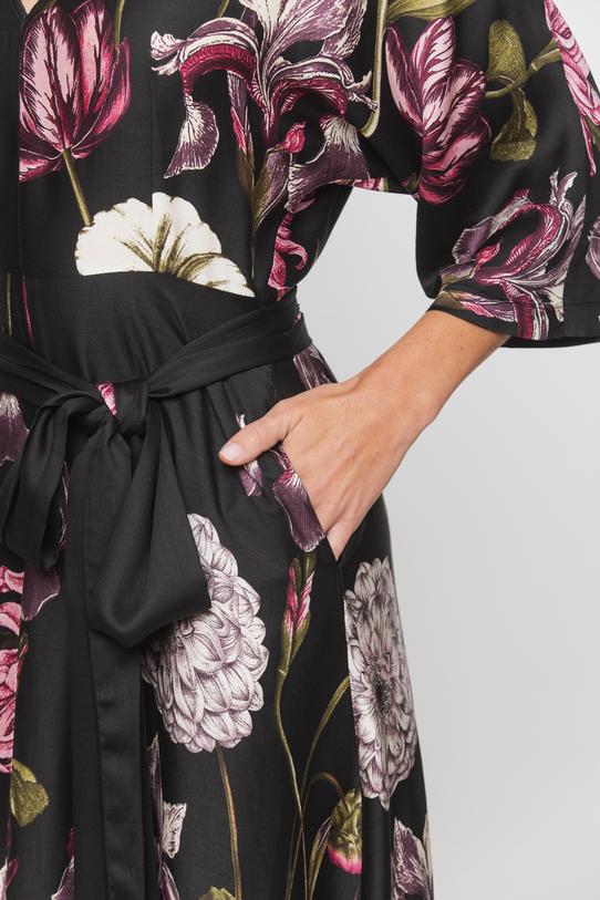 Czarna długa sukienka z kwiecistej wiskozy - 5