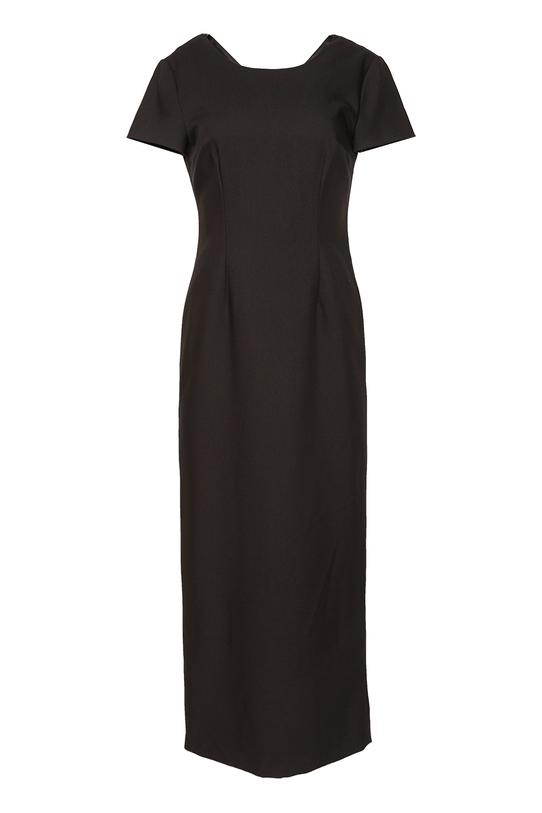 Czarna długa sukienka z zaszewkami i podszewką - 1