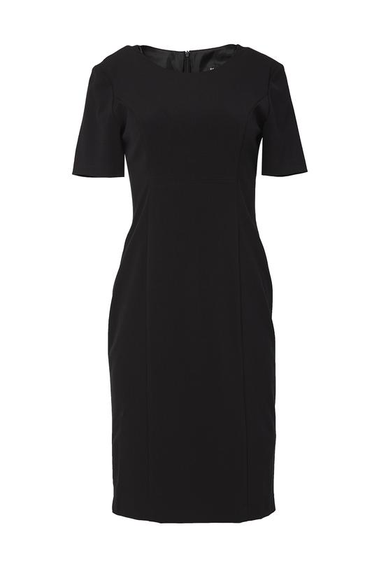 Czarna dopasowana sukienka z modelującymi zaszewkami - 1