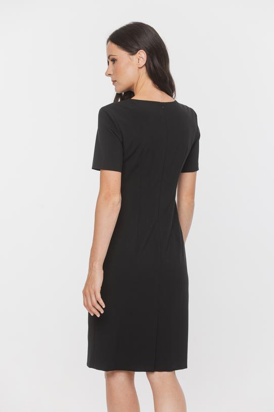 Czarna dopasowana sukienka z modelującymi zaszewkami - 4