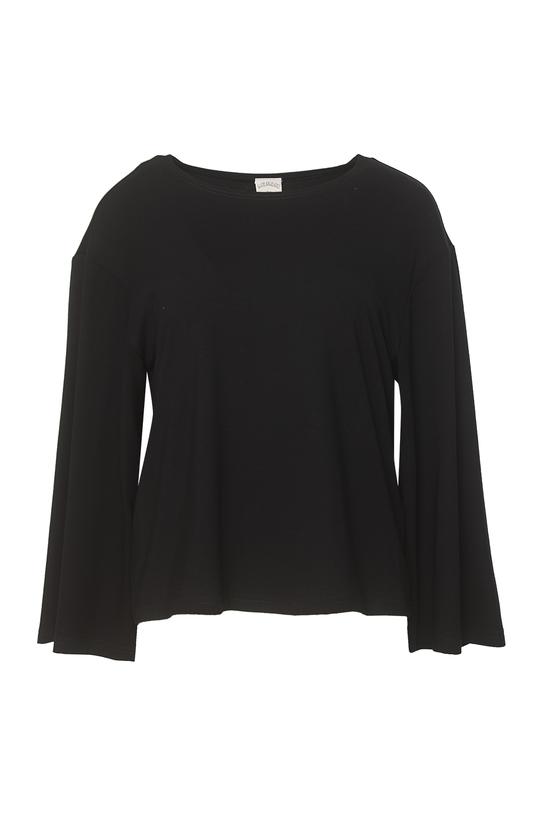 Czarna dzianinowa bluzka o luźnym kroju - 1