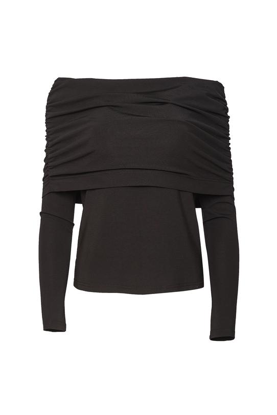 Czarna dzianinowa bluzka odsłaniająca ramiona - 1