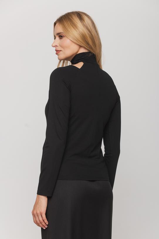 Czarna dzianinowa bluzka z chokerem - 4