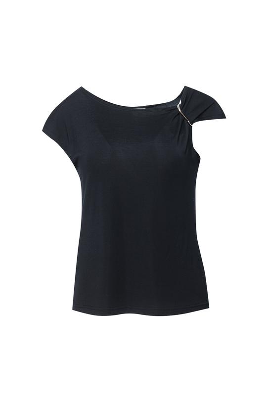 Czarna dzianinowa bluzka z ciekawym detalem - 1