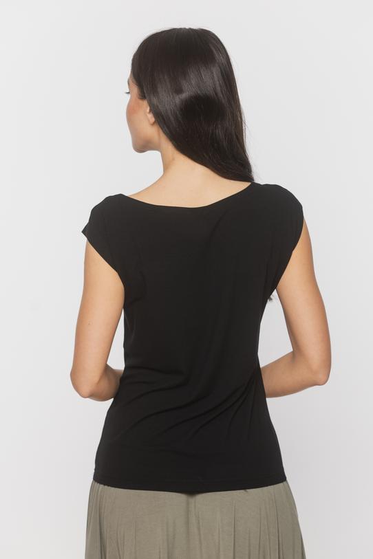 Czarna dzianinowa bluzka z kwiatowym nadrukiem - 5