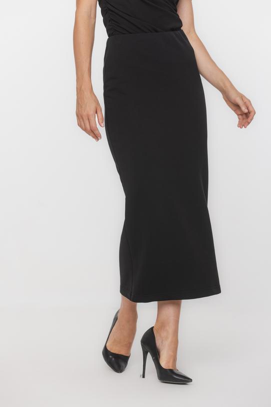 Czarna dzianinowa spódnica ołówkowa z ozdobnym zamkiem - 2
